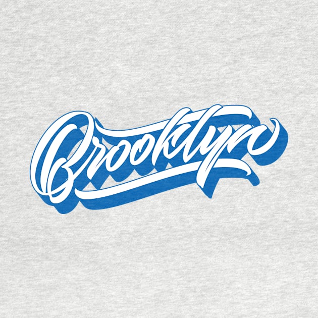 Brooklyn hand made original lettering in blue by Already Original